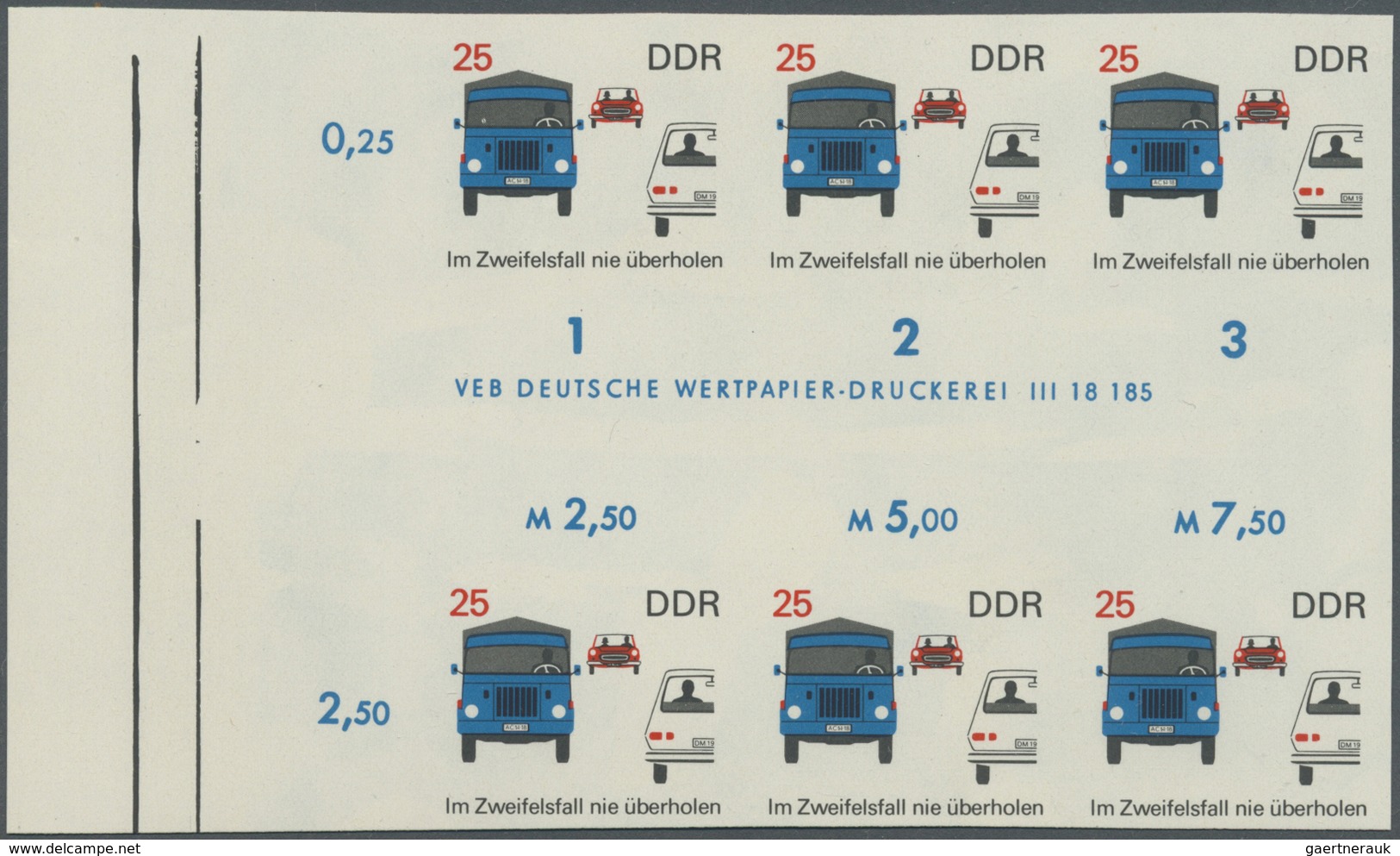 ** DDR: 1969, Sicherheit Im Straßenverkehr 25 Pf. 'Im Zweifelsfall Nie überholen' In 5 Verschiedenen Un - Altri & Non Classificati