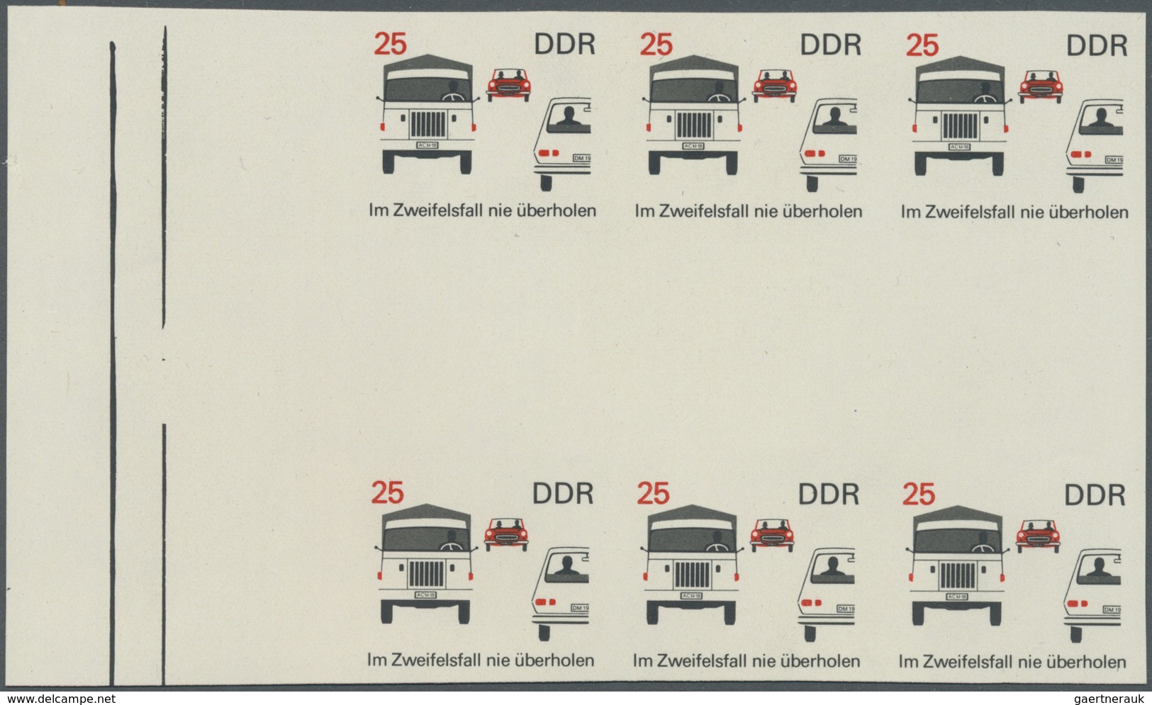 ** DDR: 1969, Sicherheit im Straßenverkehr 25 Pf. 'Im Zweifelsfall nie überholen' in 5 verschiedenen un