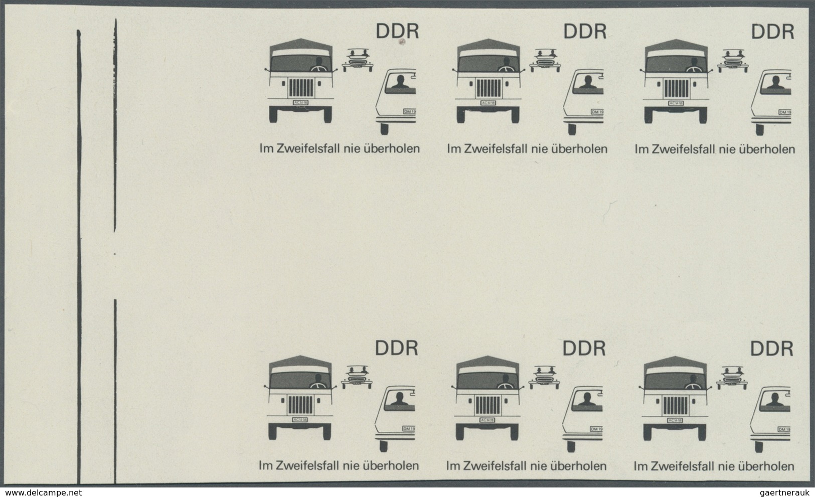 ** DDR: 1969, Sicherheit im Straßenverkehr 25 Pf. 'Im Zweifelsfall nie überholen' in 5 verschiedenen un