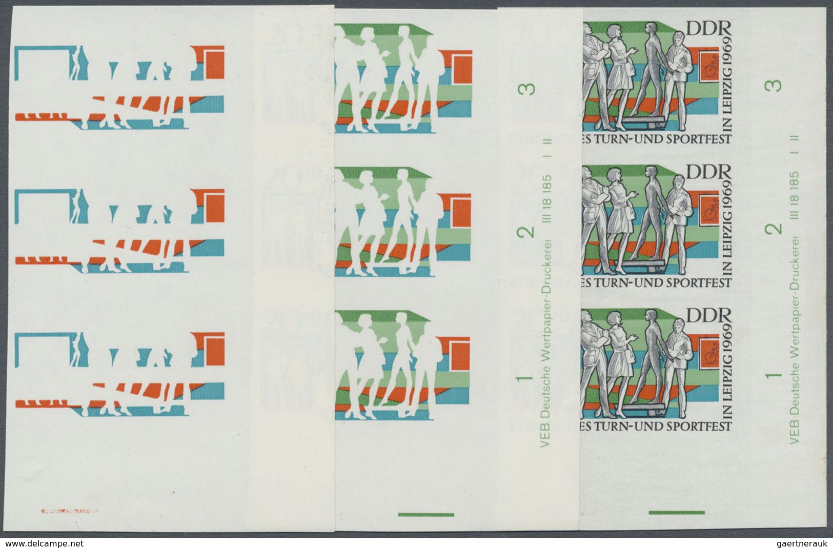 ** DDR: 1969, Deutsches Turn- Und Sportfest Leipzig 20+5 Pf. 'Ausstellung Kunst Und Sport' In 3 Verschi - Autres & Non Classés