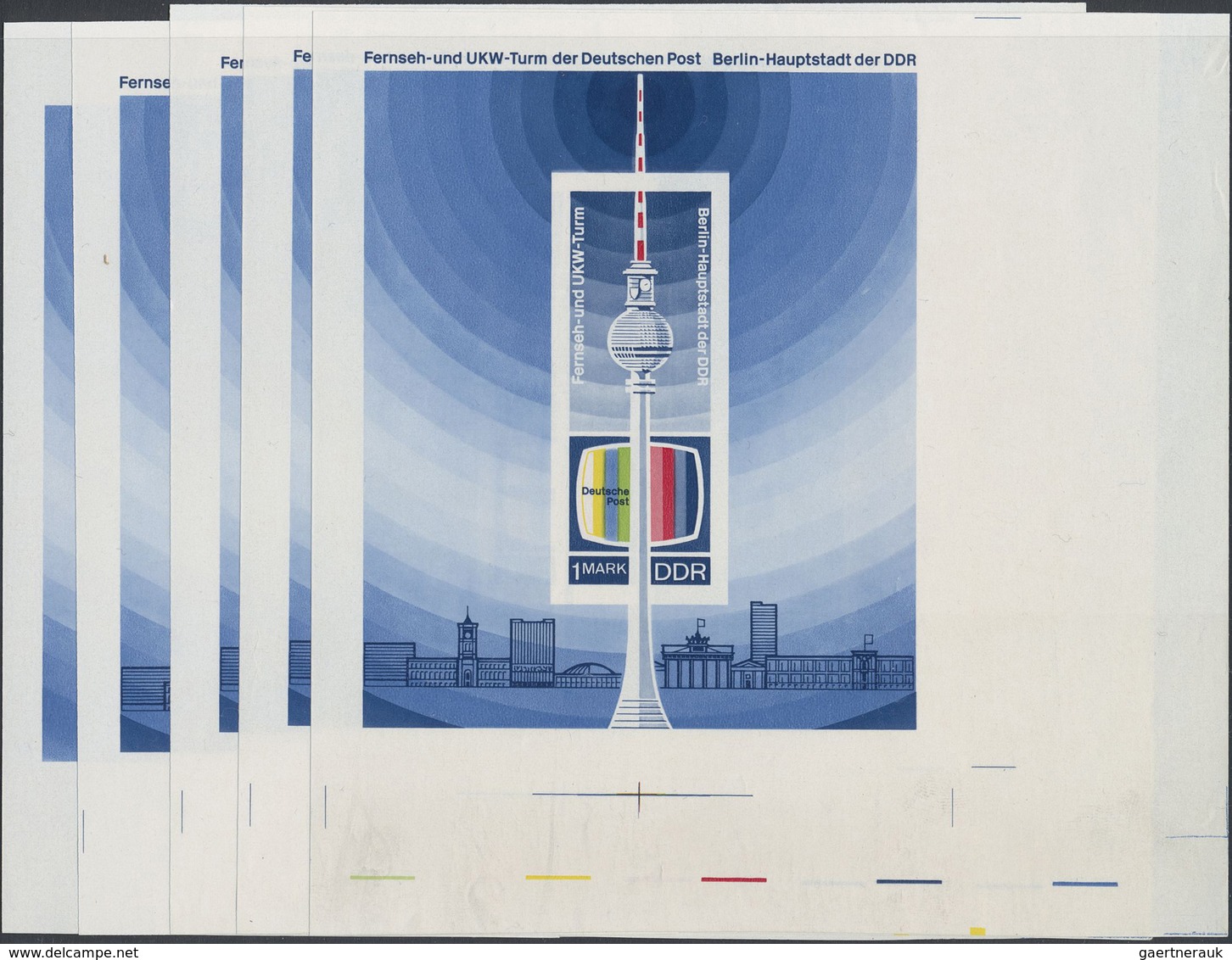 ** DDR: 1969, Blockausgabe Fernsehturm, Fünf Ungezähnte, übergroße Phasendrucke Mit Farbleiste. - Altri & Non Classificati