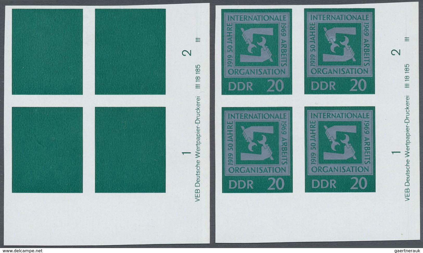 ** DDR: 1969, 50 Jahre Internationale Arbeitsorganisation 20 Pf. 'Emblem Der IAO' In 2 Verschiedenen Un - Autres & Non Classés