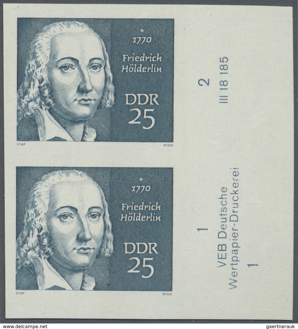 ** DDR: 1970, Berühmte Persönlichkeiten 25 Pf. 'Friedrich Hölderlin, Dichter' Im UNGEZÄHNTEN Senkrechte - Autres & Non Classés