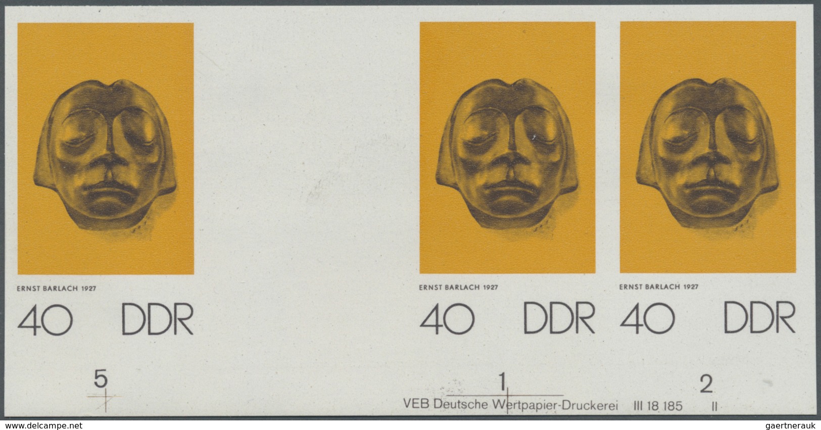 ** DDR: 1970, Kunstwoche 40 Pf. Plastik 'Kopf Des Güstrower Ehrenmals Von Ernst Barlach' In 2 Verschied - Altri & Non Classificati