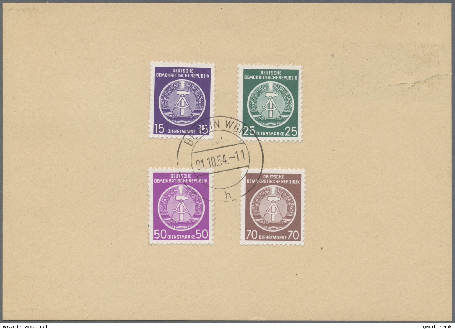 Br DDR - Dienstmarken A (Verwaltungspost B): 1954, Zirkel-Ausgabe 15 Pf., 25 Pf., 50 Pf. Und 70 Pf. Auf - Sonstige & Ohne Zuordnung