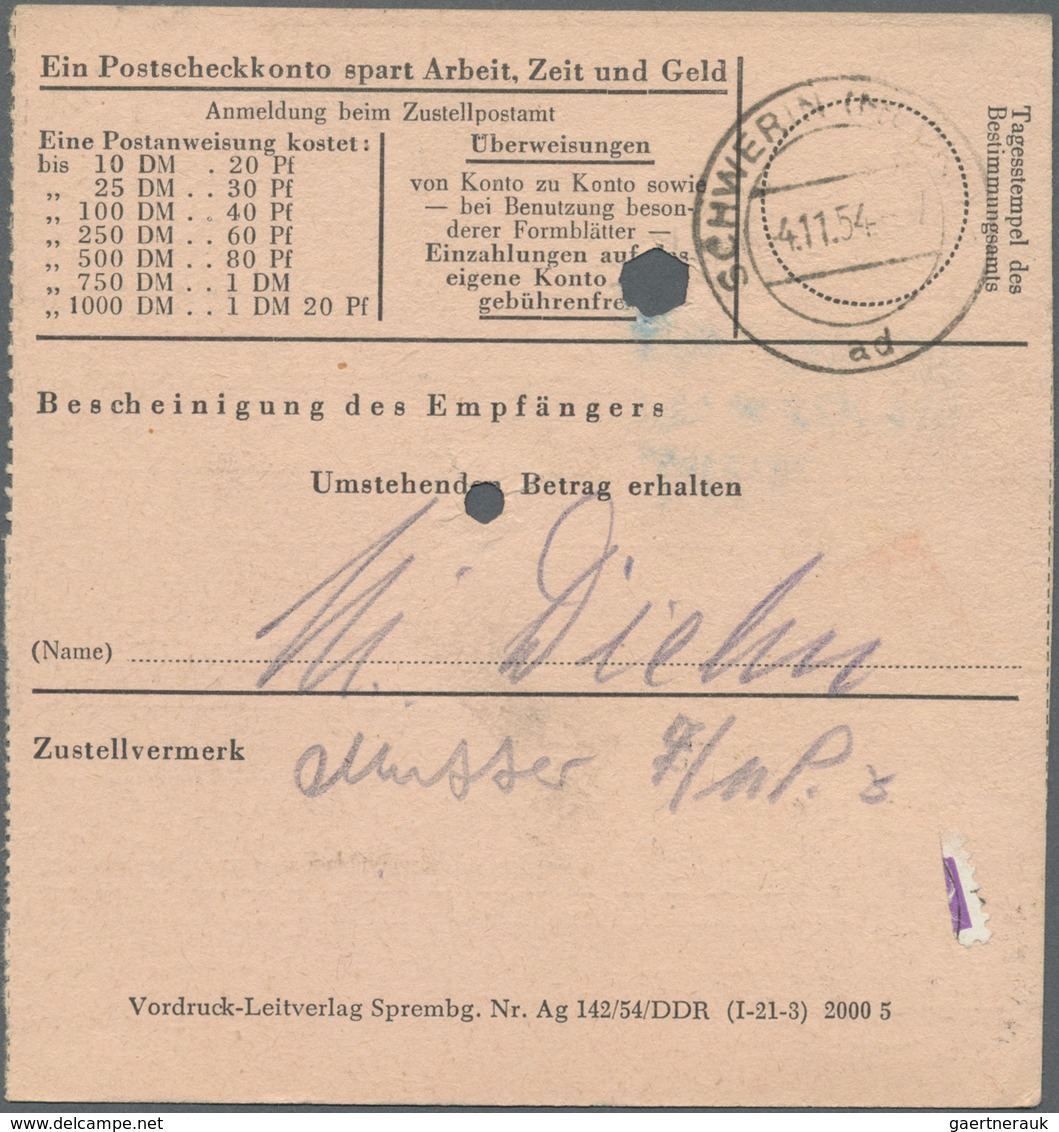 Br DDR - Dienstmarken A (Verwaltungspost B): 1954, 30 Pf Bräunlichrot, EF Auf Postanweisung über 15,40 - Altri & Non Classificati