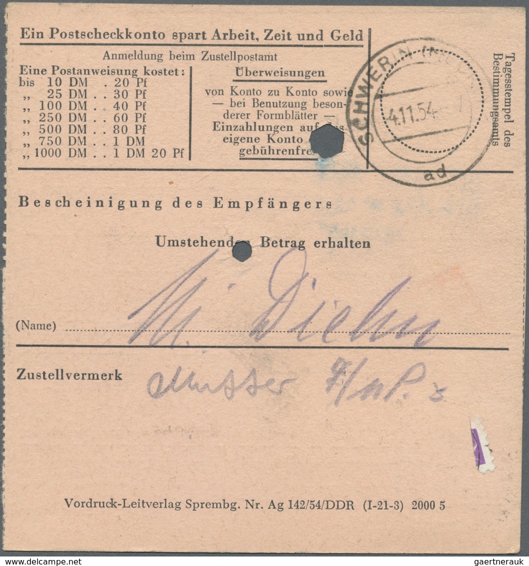 Br DDR - Dienstmarken A (Verwaltungspost B): 1954, 30 Pf Bräunlichrot, EF Auf Postanweisung über 15,40 - Sonstige & Ohne Zuordnung