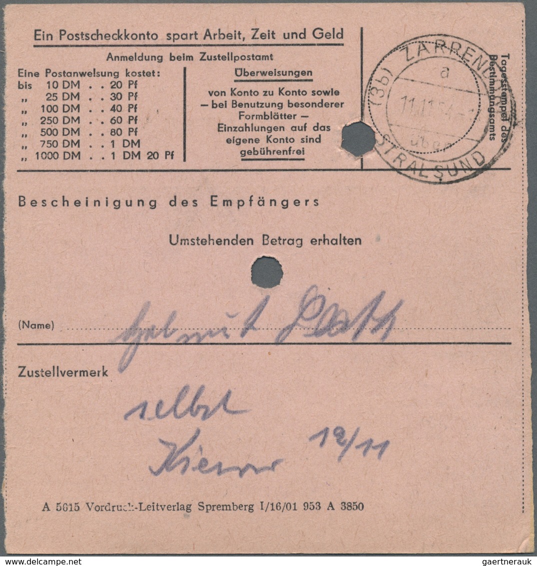 Br DDR - Dienstmarken A (Verwaltungspost B): 1954, 40 Pf Dkl'rosarot, EF Auf Postanweisung über 62,08 M - Autres & Non Classés