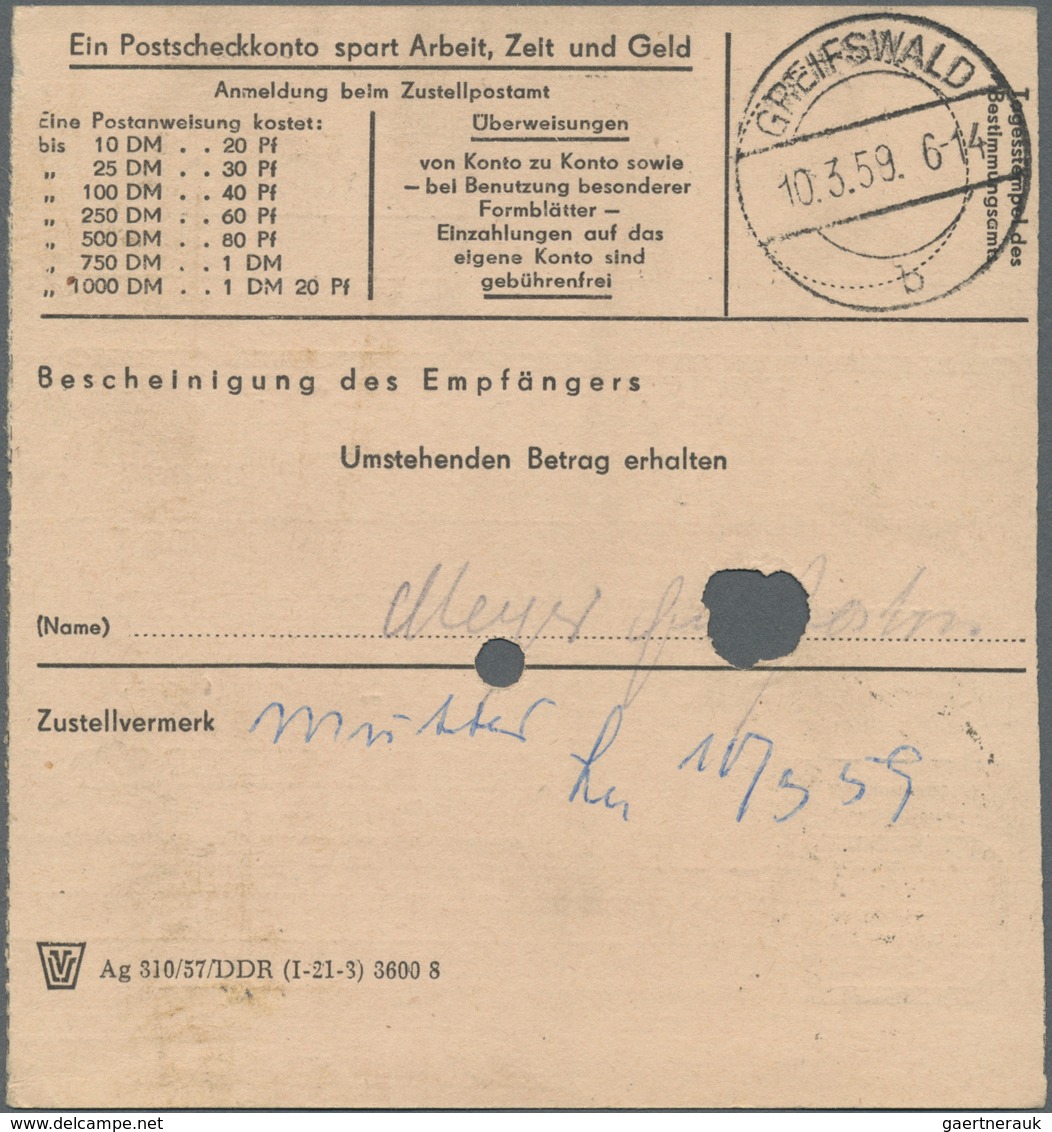 Br DDR - Dienstmarken A (Verwaltungspost B): 1954, 60 Pf Ultramarin, EF Auf Postanweisung über 125 Mark - Autres & Non Classés