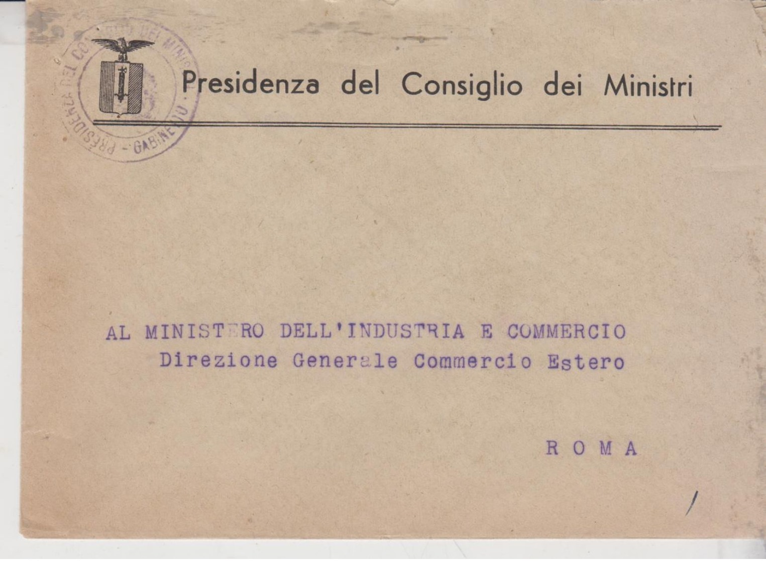 BUSTA PRESIDENZA DEL CONSIGLIO DEI MINISTRI   GT - Storia Postale