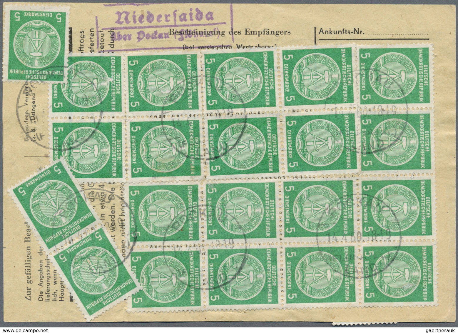 Br DDR - Dienstmarken A (Verwaltungspost B): 1957, 5 Pf Smaragdgrün, 24 Stück Als Portogerechte Massen- - Andere & Zonder Classificatie