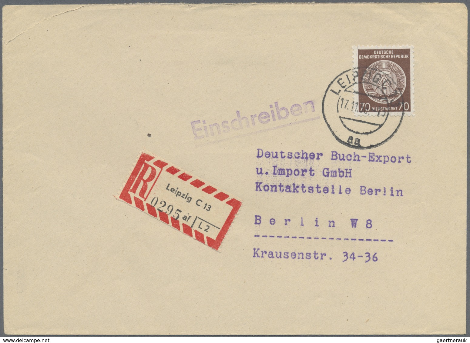 Br DDR - Dienstmarken A (Verwaltungspost B): 1958, 70 Pf Rötlichbraun, EF Auf Eilbotenbrief Von Berlin, - Sonstige & Ohne Zuordnung