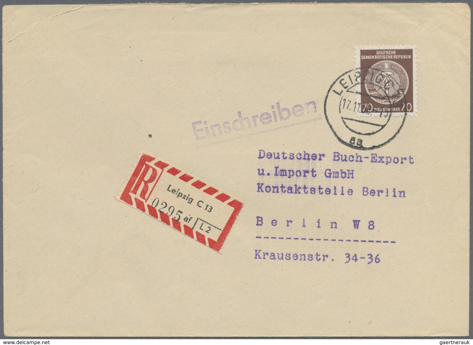 Br DDR - Dienstmarken A (Verwaltungspost B): 1958, 70 Pf Rötlichbraun, EF Auf Eilbotenbrief Von Berlin, - Autres & Non Classés