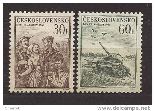 Czechoslovakia Tschechoslowakei 1955 MNH ** Mi 939-940 Sc 721-722 Army Day, Tag Der Tschechoslowakischen Armee. - Unused Stamps