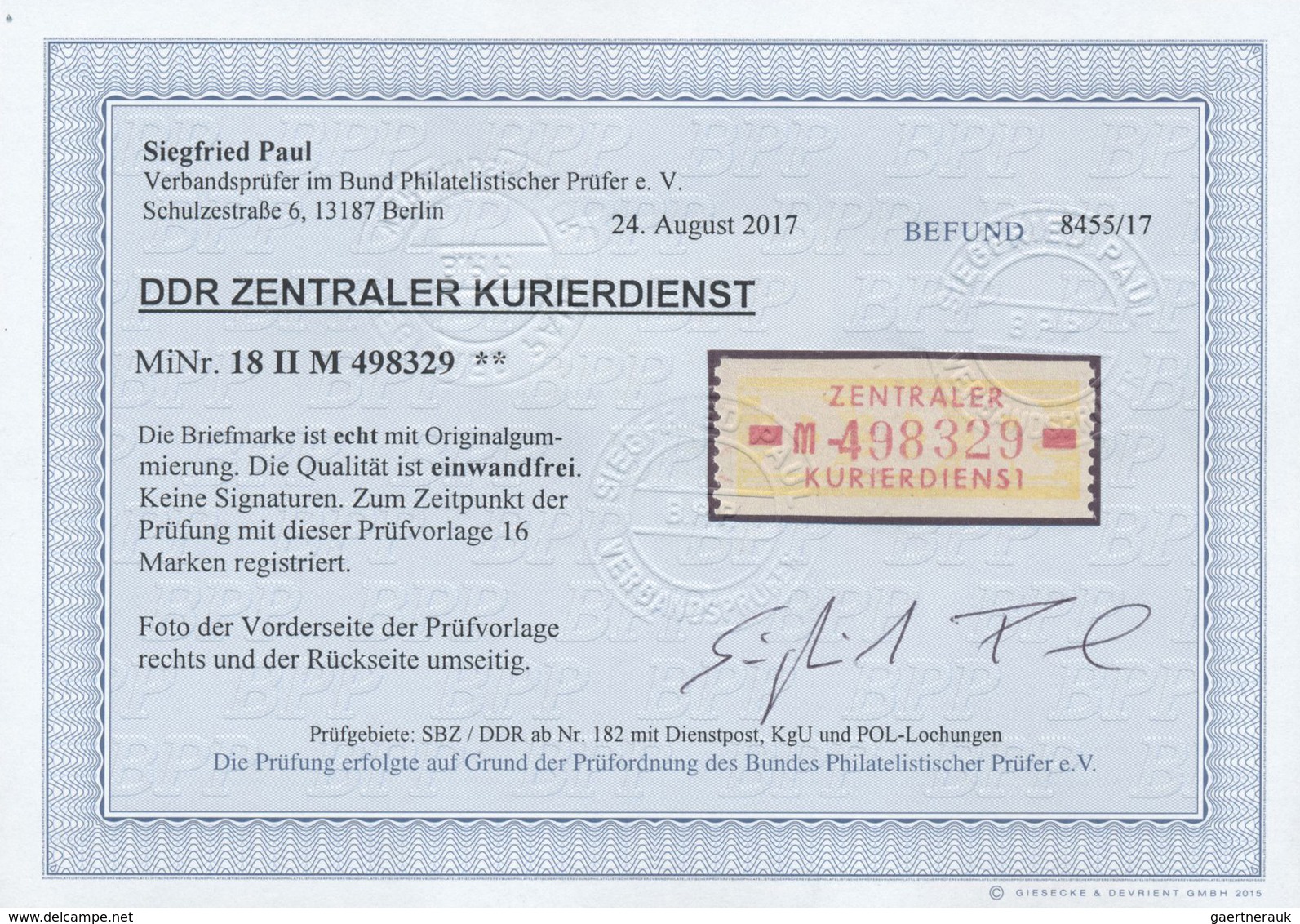 ** DDR - Dienstmarken B (Verwaltungspost A / Zentraler Kurierdienst): 1958, 10 Pfg M = Dresden, Tadello - Autres & Non Classés