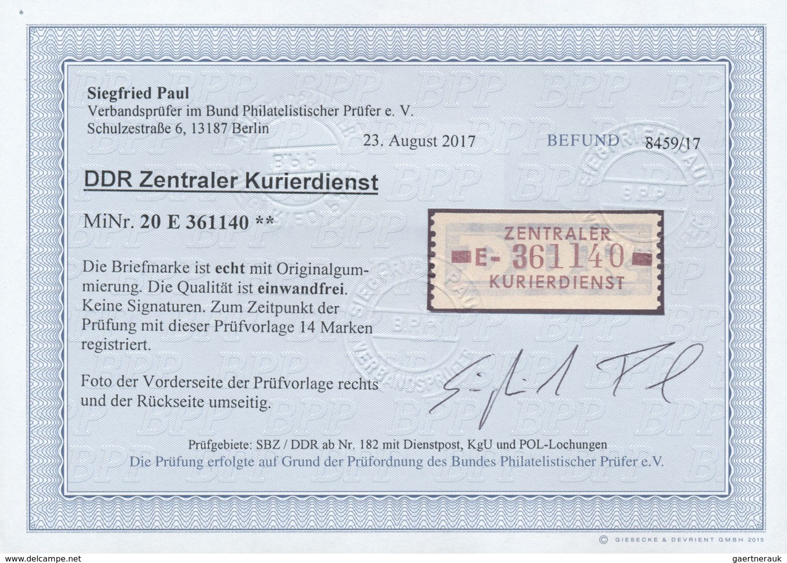 ** DDR - Dienstmarken B (Verwaltungspost A / Zentraler Kurierdienst): 1958, 10 Pfg E = Leipzig, Tadello - Altri & Non Classificati