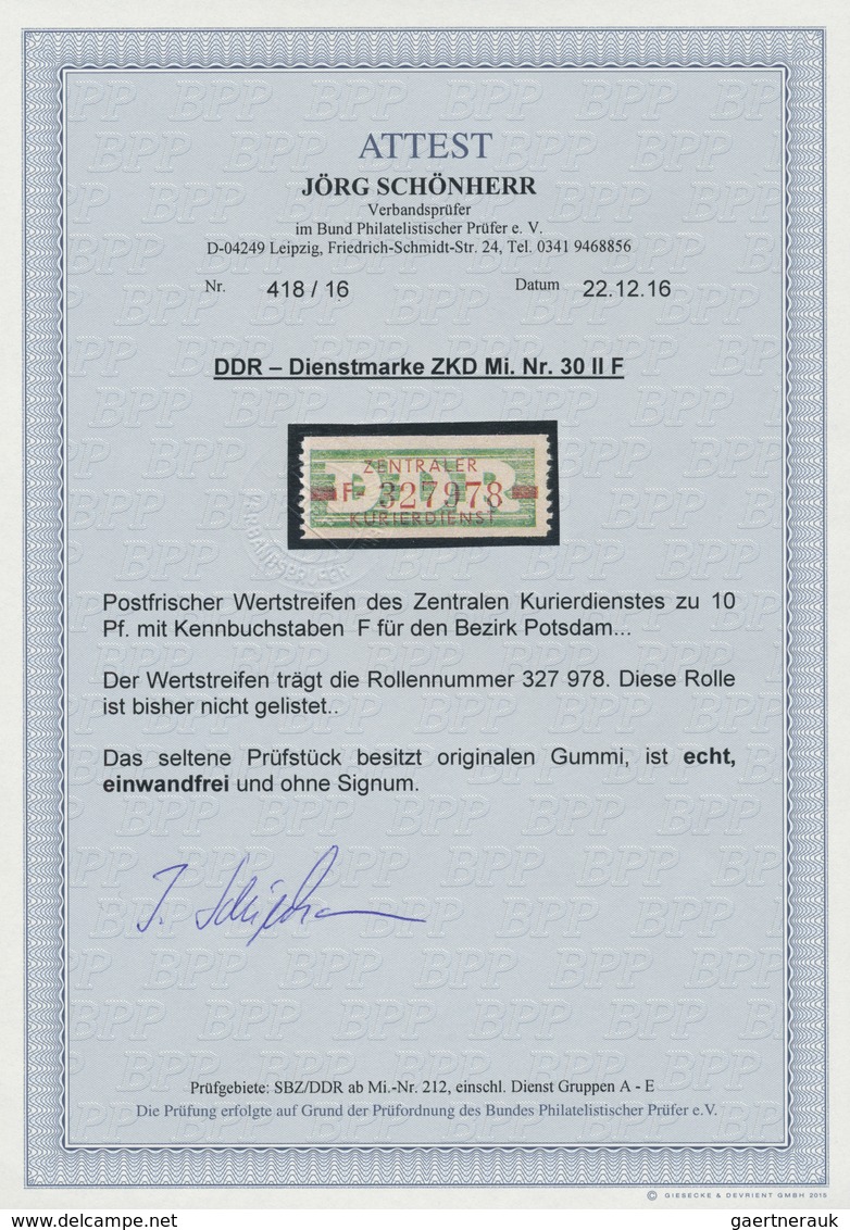 ** DDR - Dienstmarken B (Verwaltungspost A / Zentraler Kurierdienst): 1959, Wertstreifen Für Den ZKD, 1 - Altri & Non Classificati