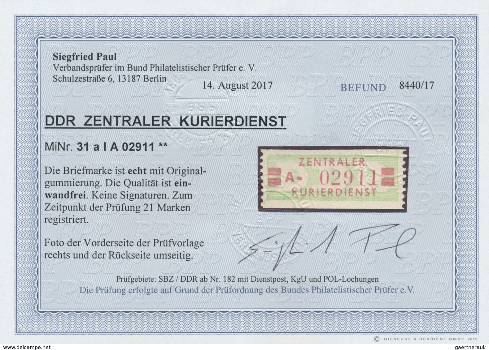 ** DDR - Dienstmarken B (Verwaltungspost A / Zentraler Kurierdienst): 1959, Wertstreifen Für Den ZKD, 2 - Altri & Non Classificati