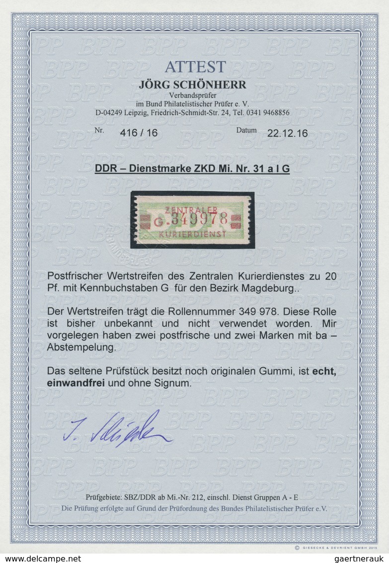 ** DDR - Dienstmarken B (Verwaltungspost A / Zentraler Kurierdienst): 1959, Wertstreifen Für Den ZKD, 2 - Altri & Non Classificati