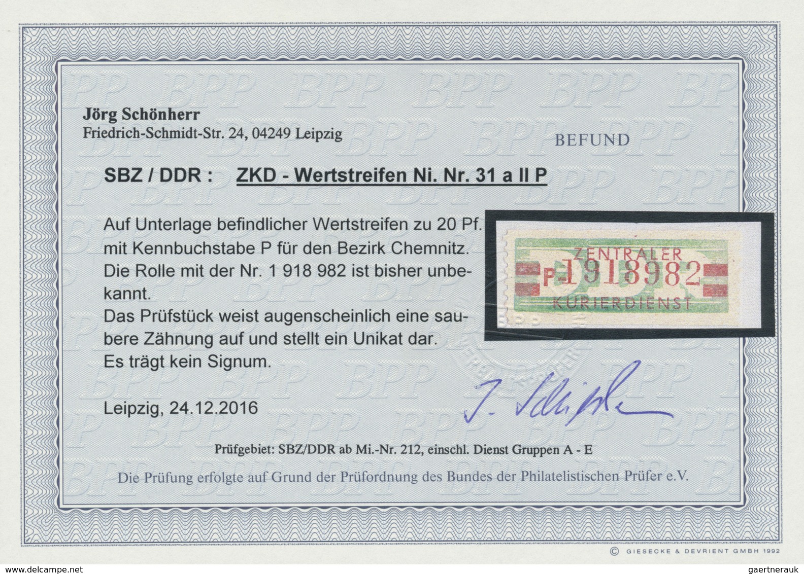 (*) DDR - Dienstmarken B (Verwaltungspost A / Zentraler Kurierdienst): 1959, Wertstreifen Für Den ZKD, 2 - Sonstige & Ohne Zuordnung