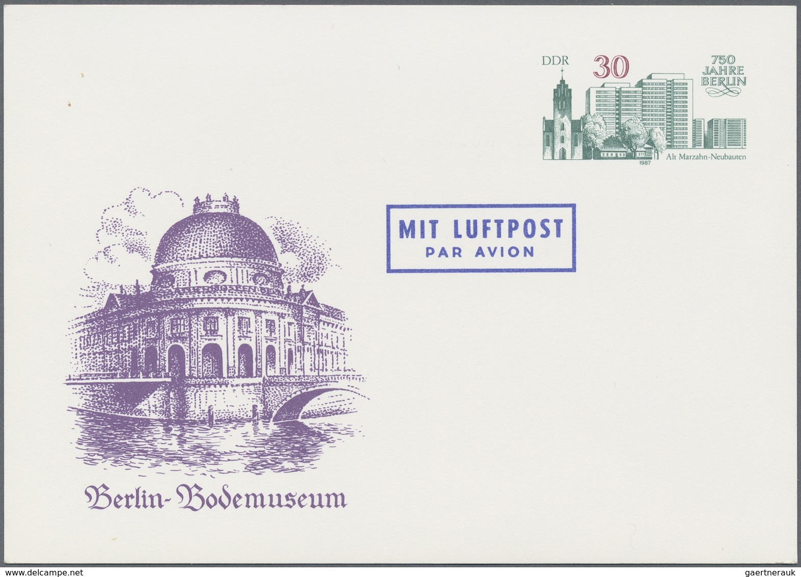 GA DDR - Ganzsachen: 1987, 2 Postfrische GA-Karten 30 Pfg. Je Eine Karte Mit Kurzem Und Langem 's' - Sonstige & Ohne Zuordnung