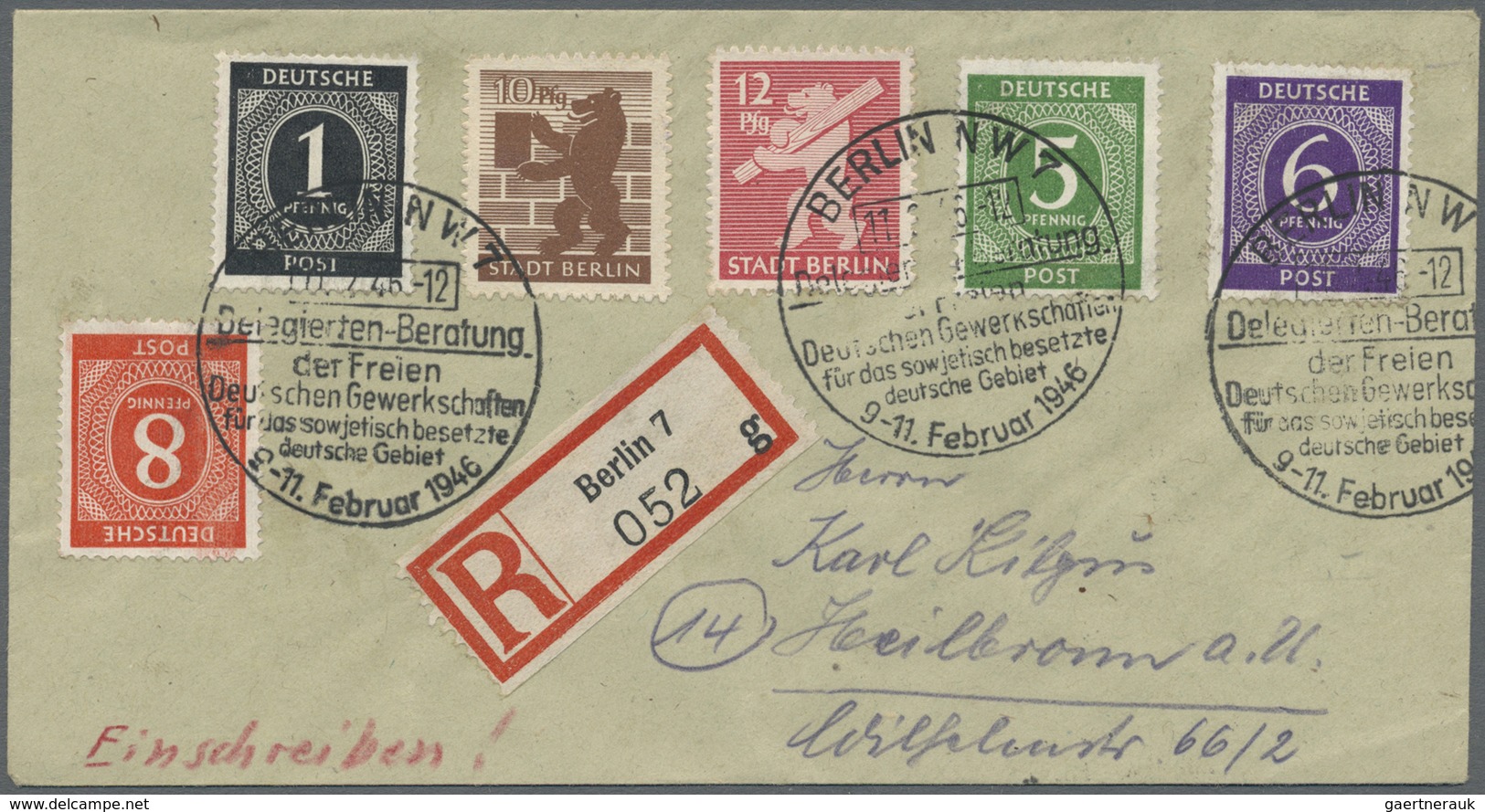 Br Berlin - Vorläufer: 1945, 10 Pfg. Und 12 Pfg. Bären Mit Zickzahnartigen Durchstich Auf Kleinformatig - Storia Postale