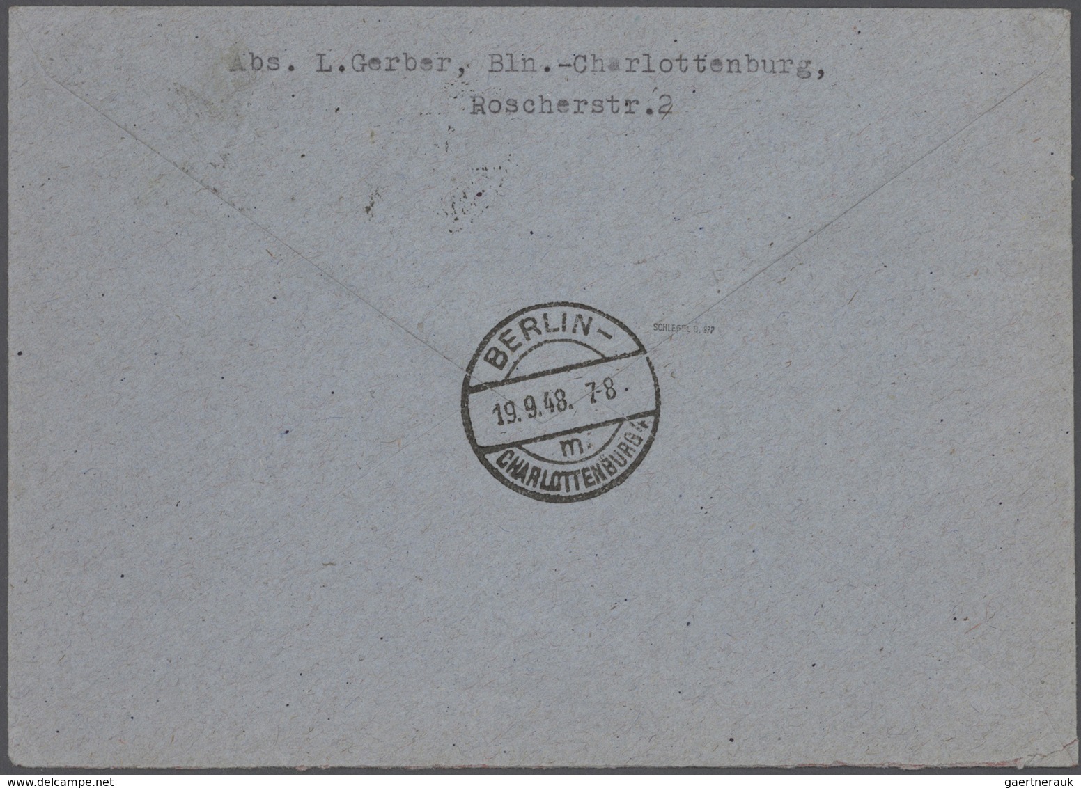 Br Berlin: 1948, kpl. Satz Schwarzaufdrucke auf insges. 9 Briefen, dabei Markwerte je einzel auf großf.