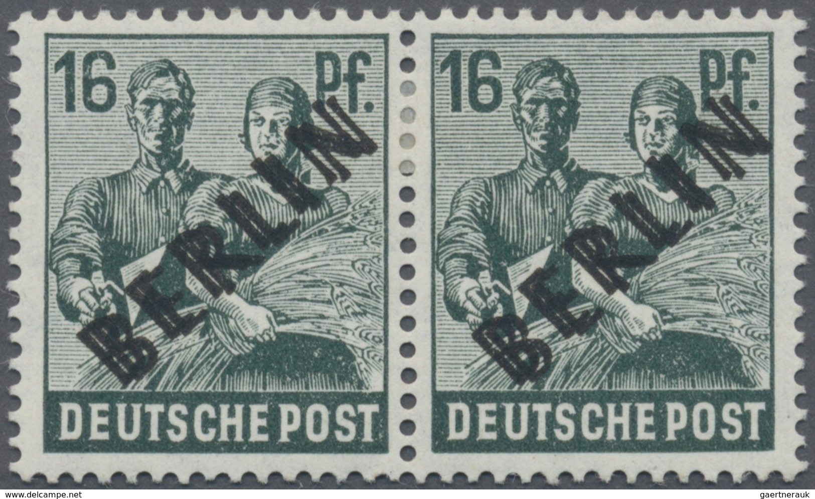 * Berlin: 1948, 16 Pfg. Schwarzaufdruck Mit Doppelaufdruck, Waagerechtes Paar, Sauber Ungebraucht, Sel - Sonstige & Ohne Zuordnung