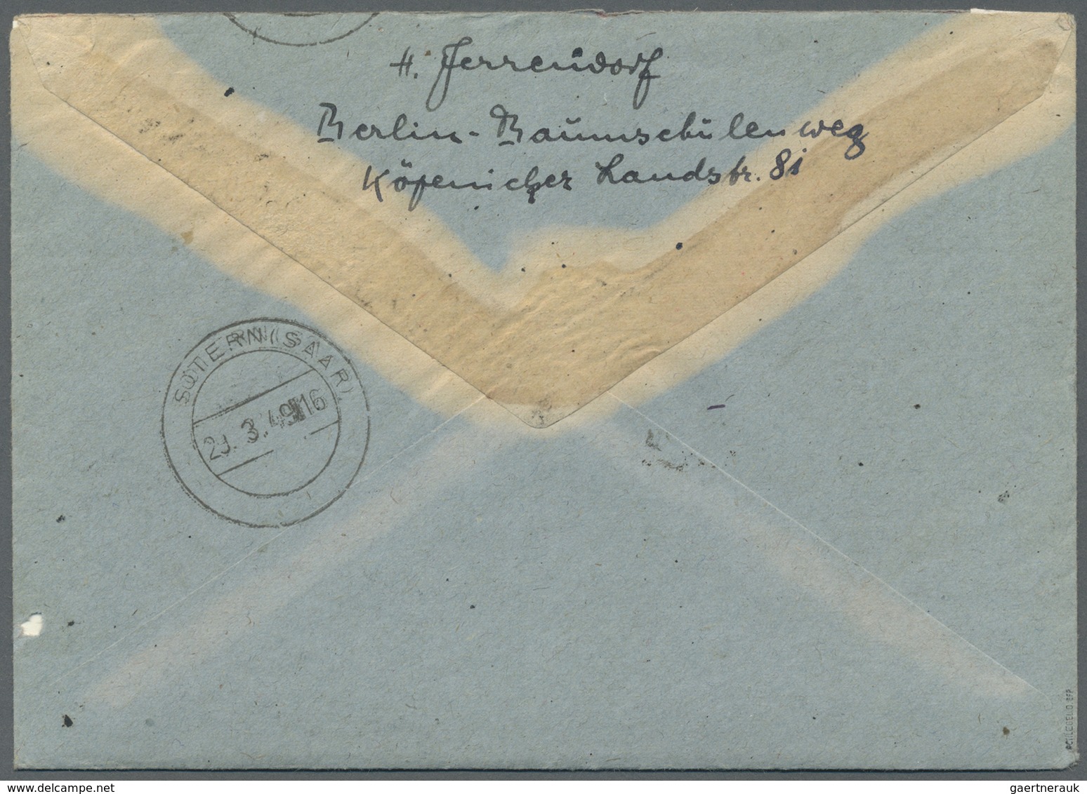 Br Berlin: 1949: Auslandsbrief Einschreiben DM 1,10 Ins Saargebiet Mit MiF  Schwarz-Rot-Bauten I.  3 X - Sonstige & Ohne Zuordnung