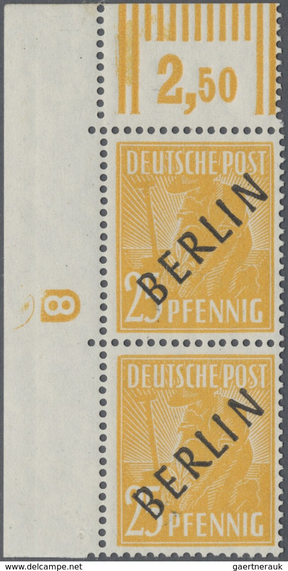 ** Berlin: 1948, 25 Pfg. Schwarzaufdruck Im Senkrechten Paar Aus Der Linken Oberen Bogenecke Mit Drucke - Altri & Non Classificati