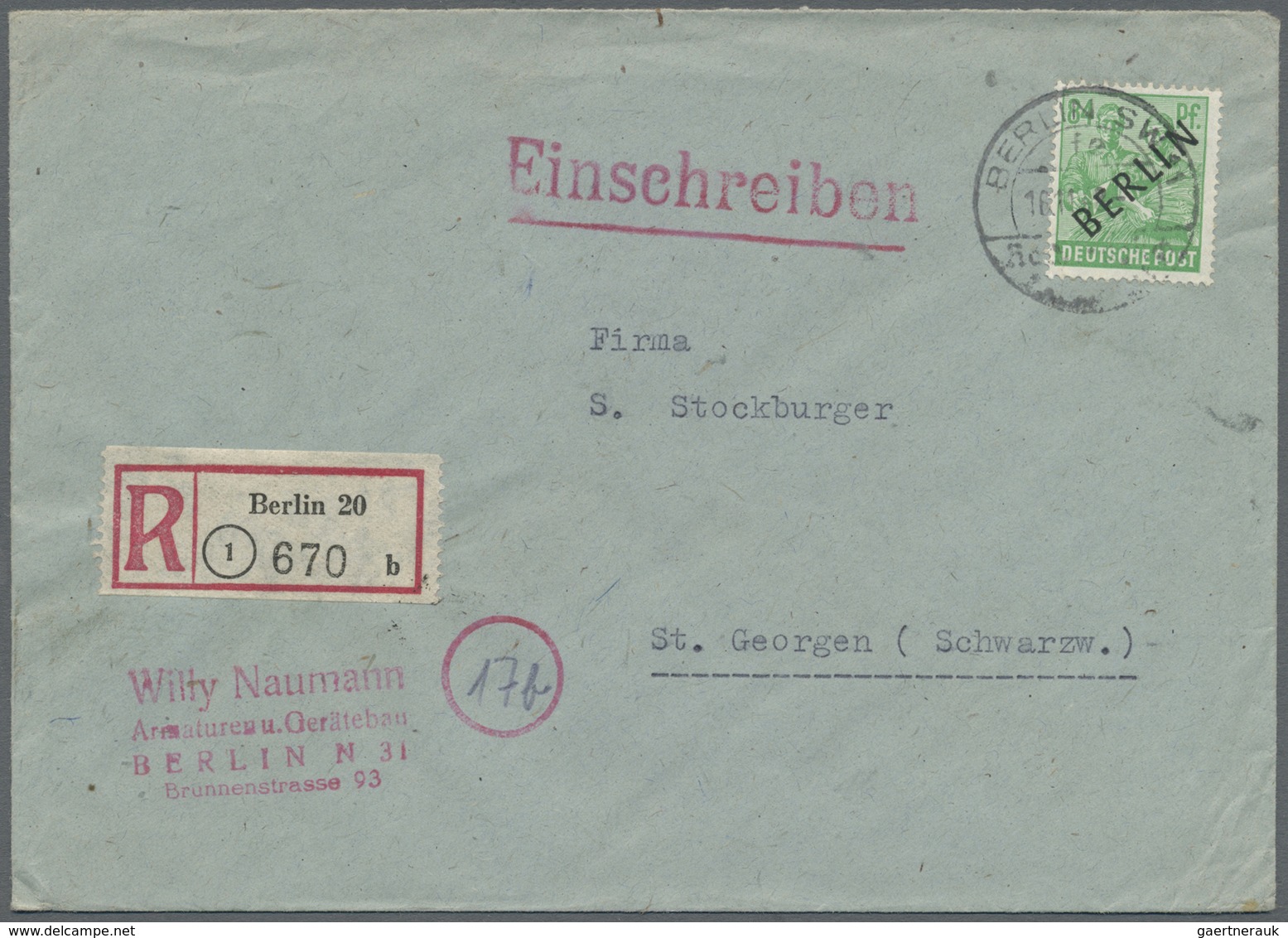 Br Berlin: 1948, 84 Pfg. Schwarzaufdruck Mit Stempel "BERLIN SW 11 Nachträglich Entwertet 16.11.48" Auf - Sonstige & Ohne Zuordnung