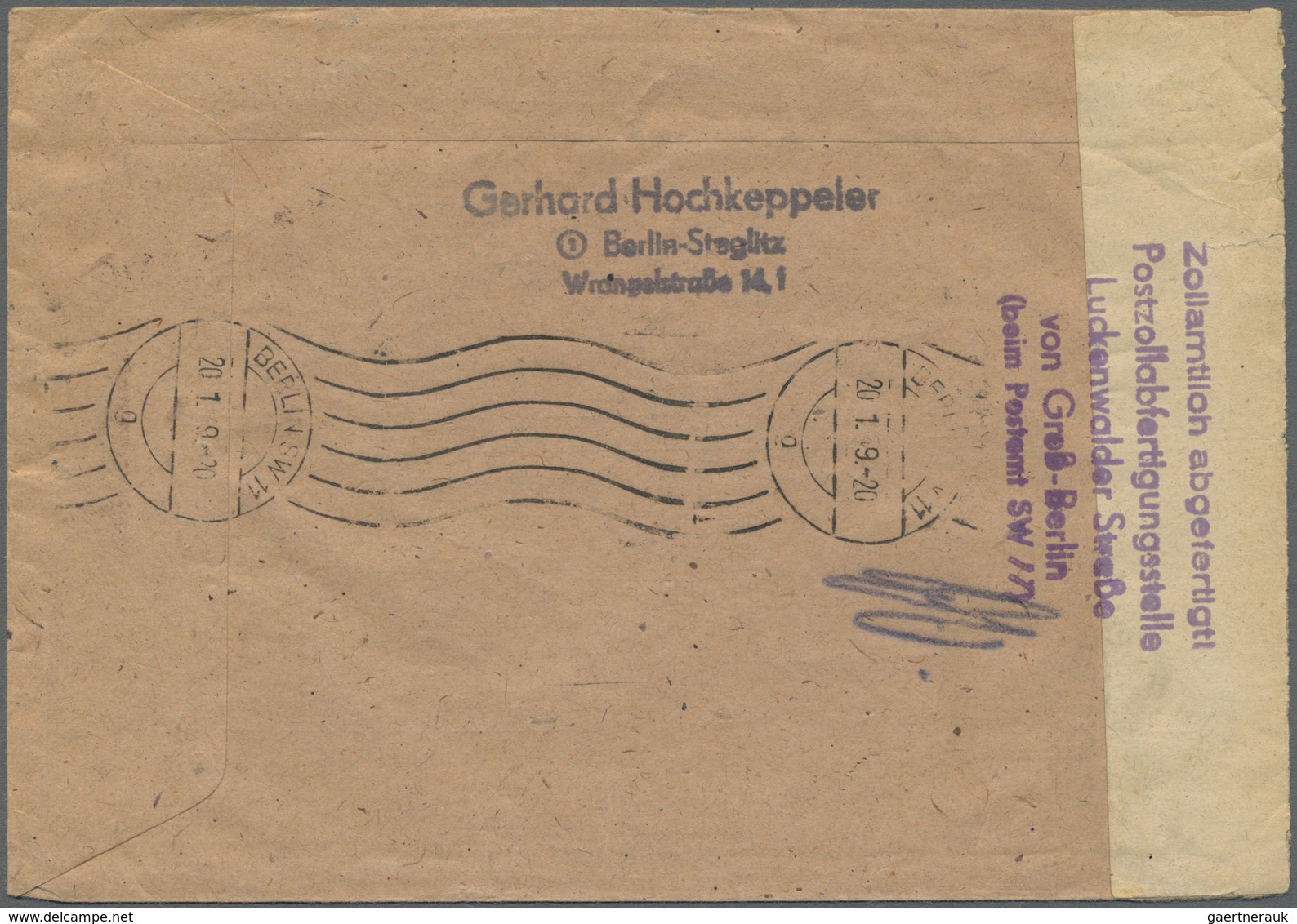 Br Berlin: 1949: LUFTPOSTBRIEF Mit 2 X 1.- DM Schwarzaufdruck, Dazu US-Marken 3 Cent, 2 X 6 Cent Ab Ber - Autres & Non Classés