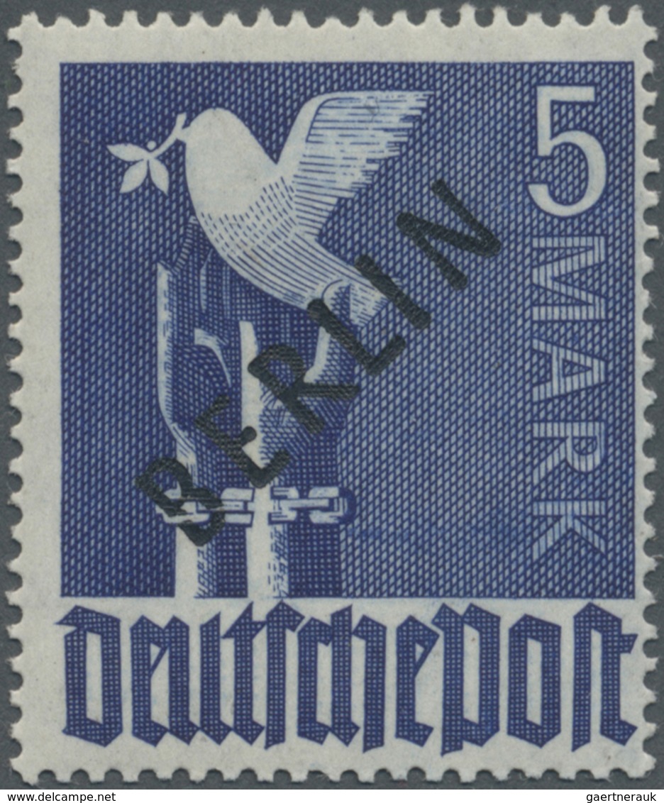 ** Berlin: 1948, 5 Mark Schwarzaufdruck Mit Aufdruckfehler "2 Brüche Im B" Postfrisch, Gepr. BPP, Mi 75 - Sonstige & Ohne Zuordnung