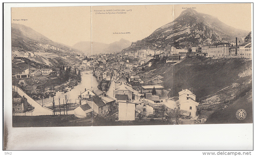 SAINT CLAUDE       PANORAMA. CARTE TRIPLE PANORAMIQUE. PLIEE - Saint Claude