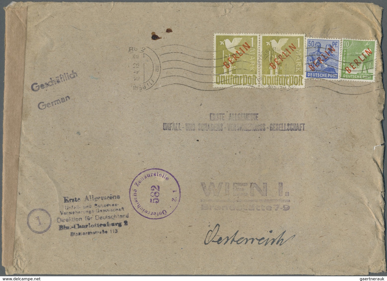 Br Berlin: 1949: Auslandsbrief Ca. 23 X 16,3 Cm Als Achte Gewichtsstufe 141 – 160 Gramm (  50 + 7 X 30 - Altri & Non Classificati