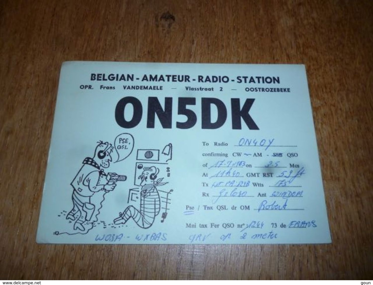 BC10-2-0-2 Carte Radio Amateur  Oostrozebeke Dessin TSF - Autres & Non Classés