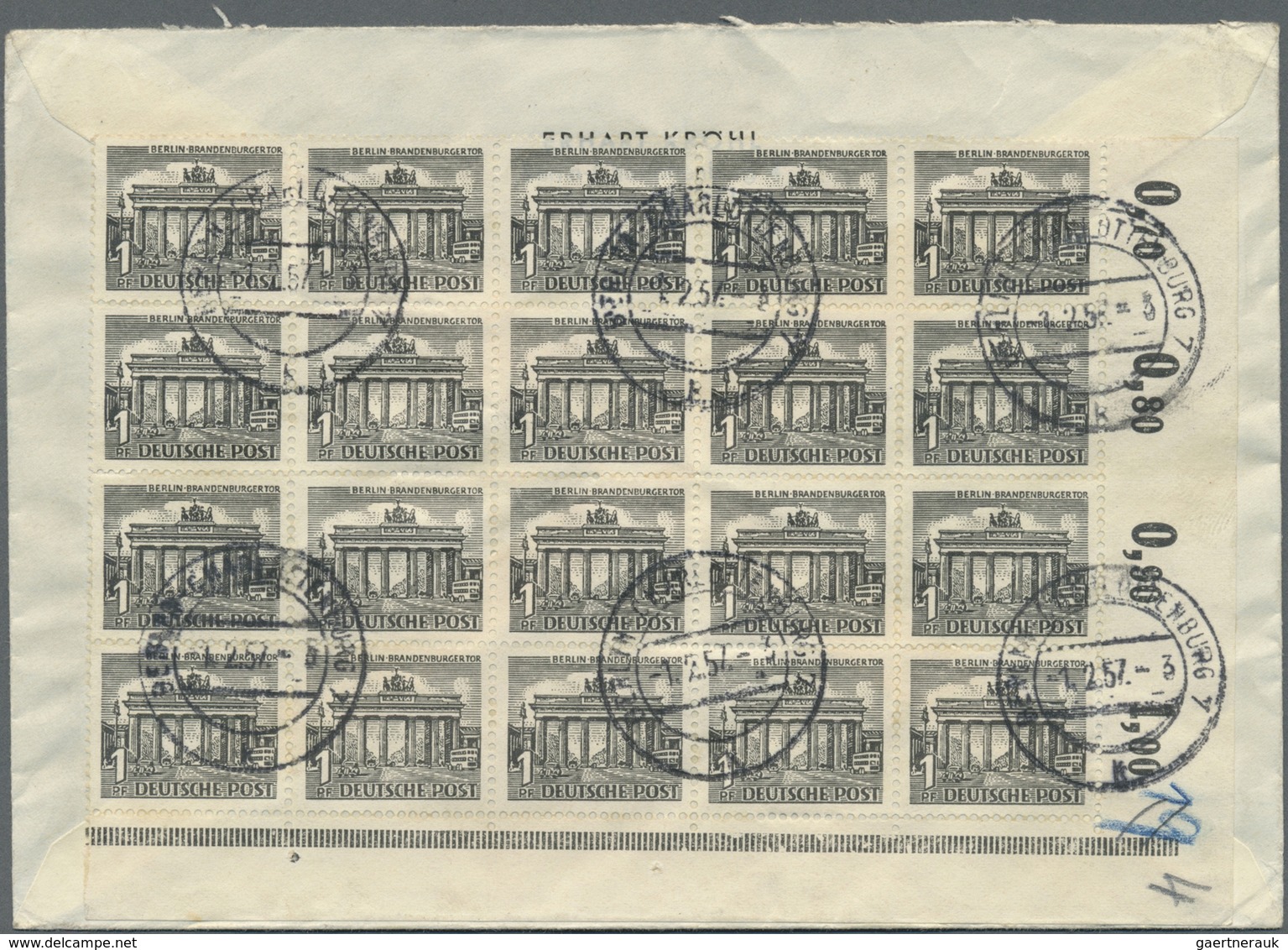 Br Berlin: 1949, 1 Pf Schwarz Bauten, 25 Stück Incl. 20er-Block Aus Der Bogenecke Als Portogerechte Mas - Autres & Non Classés