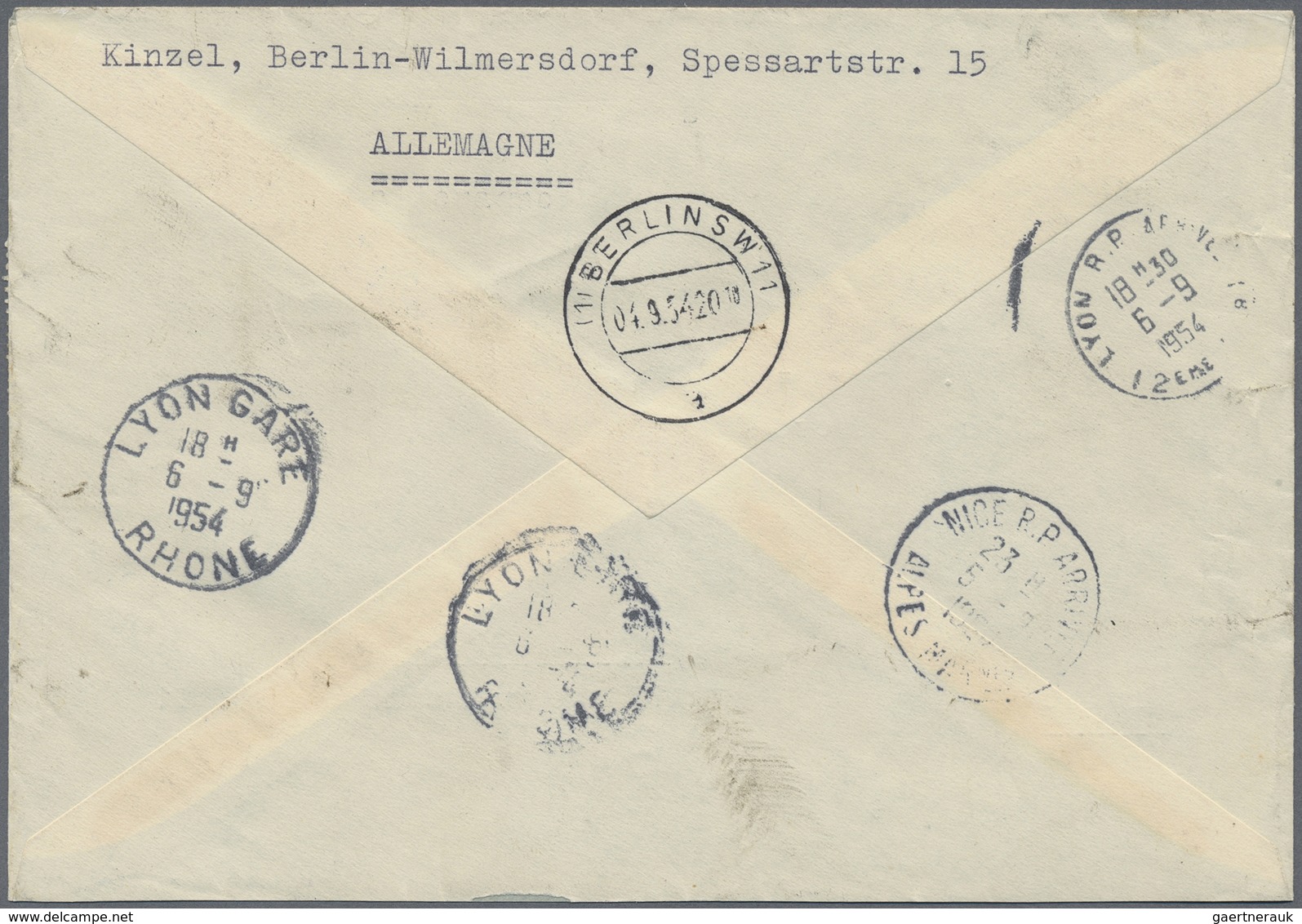 Br Berlin: 1954: Auslandsbrief Rohrpost, Luftpost Und Eilzustellung Tarif III  ( 40 + 20 RP, 15 LP, 60 - Autres & Non Classés