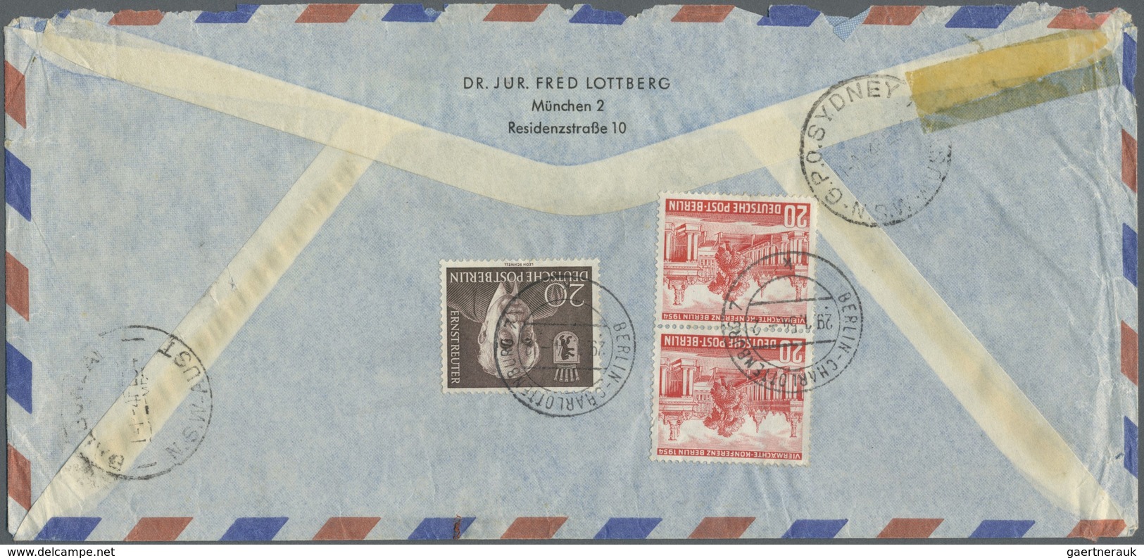 Br Berlin: 1954: Luftpost-Langumschlag Im Tarif II Mit Einschreiben Und Eilzustellung, Gebühr DM 6,30 A - Sonstige & Ohne Zuordnung
