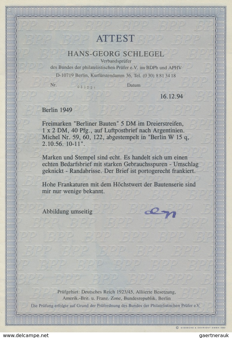 Br Berlin: 1956: Umschlag Ca. 23,5 X 16 Cm Als Luftpostbrief 190g Nach Buenos Aires, Argentinien. Ausla - Altri & Non Classificati