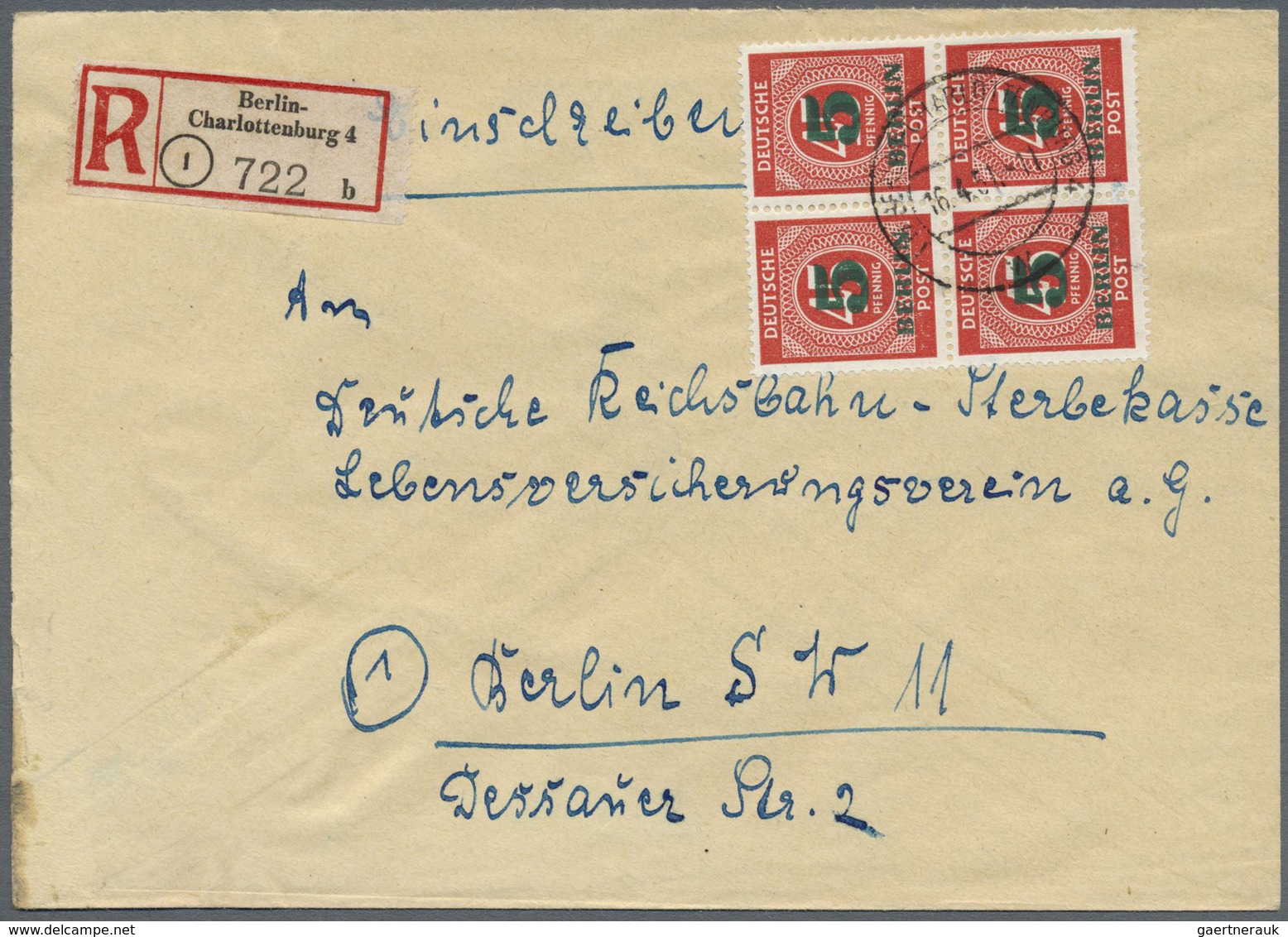 Br Berlin: 1949, 5 A. 45 Pf Grünaufdruck, 2 Portogerechte Briefe Mit Massenfrankaturen, Dabei 10 Stück - Sonstige & Ohne Zuordnung