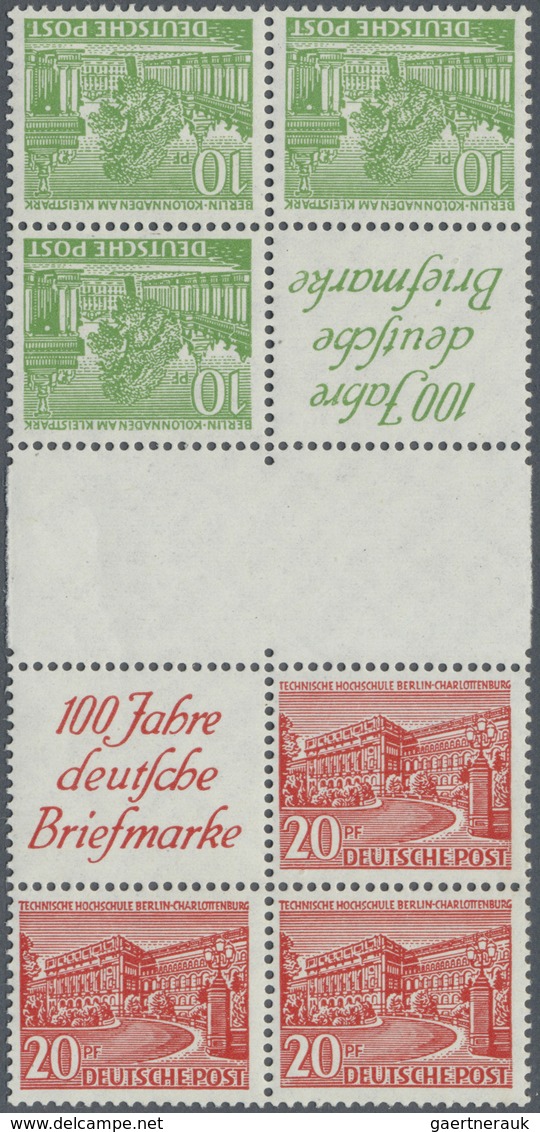 ** Berlin - Zusammendrucke: 1949, 10 Pf Grün Und 20 Pf Rot Im 8er-Block Mit Zwischensteg, Herstellungsb - Se-Tenant
