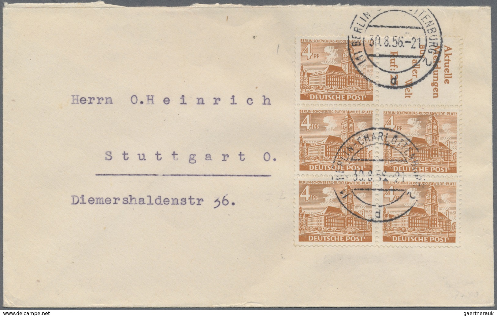 Br Berlin - Zusammendrucke: 1952, Heftchenblatt 5 X 4 Pf Gelbbraun + Reklamefeld R4 Aus MH 2, Portogere - Zusammendrucke