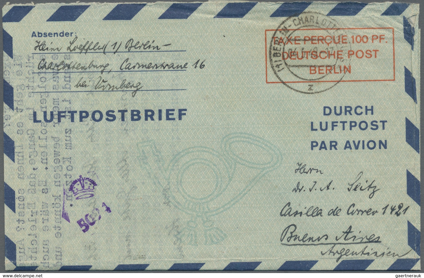 GA Berlin - Ganzsachen: 1949: Leichtbrief 100 Pf. LF 1 II Ab Berlin-Charlottenburg 2 =z= 4.5.49 Mit Bri - Sonstige & Ohne Zuordnung