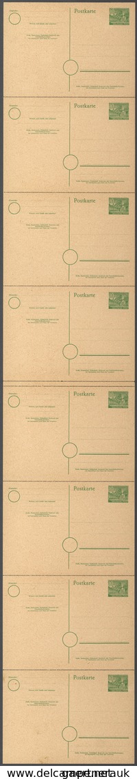 GA Berlin - Ganzsachen: 1952. Postkarte 10 Pf Grün Kolonnaden Im Gezähnten, Senkrechten 8er-Streifen Mi - Altri & Non Classificati