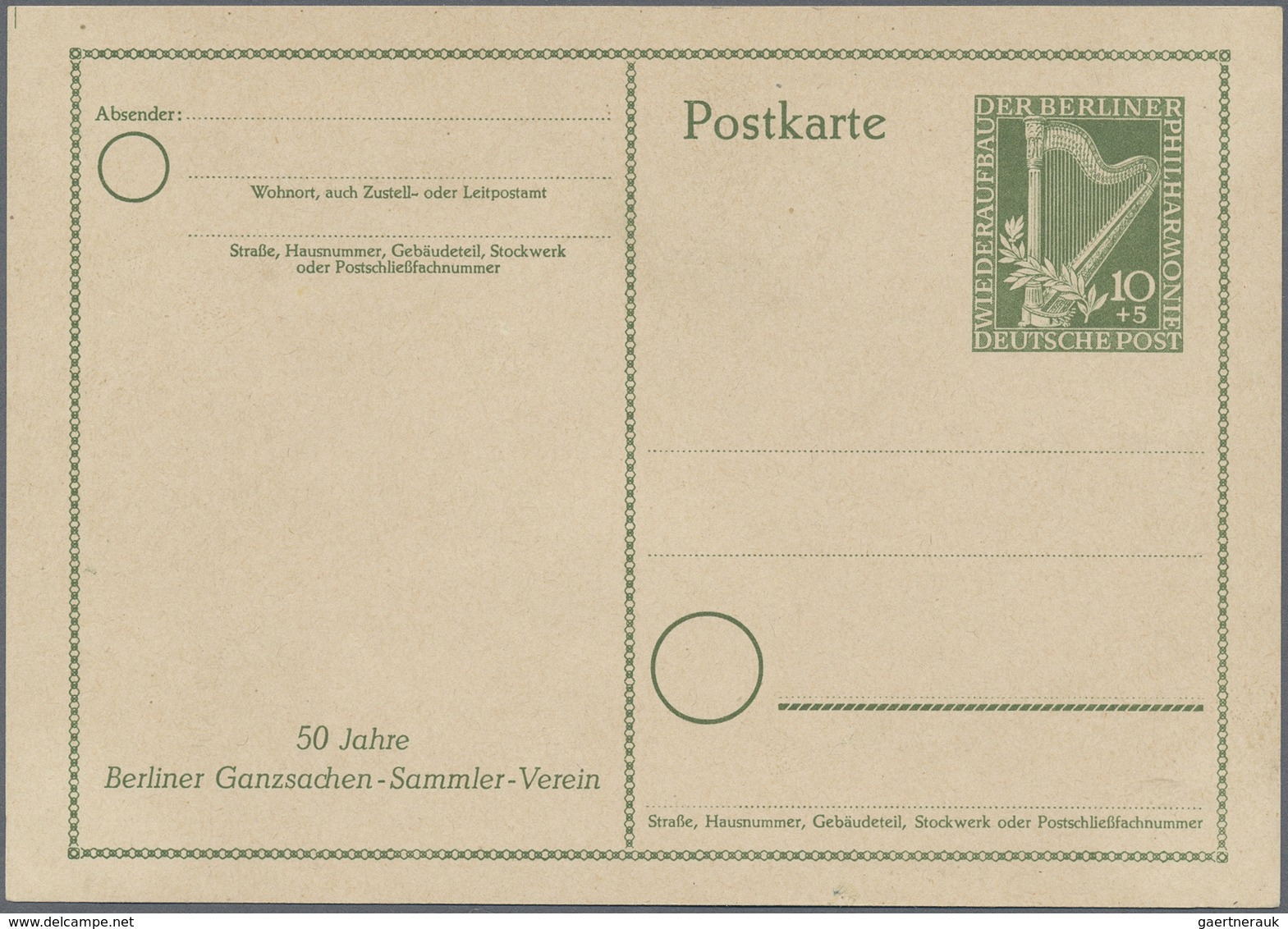 GA Berlin - Ganzsachen: 1951, 2 Ganzsachenkarten, 1x Normal Und Mit Zweizeiligen Aufdruck Links Unten, - Sonstige & Ohne Zuordnung