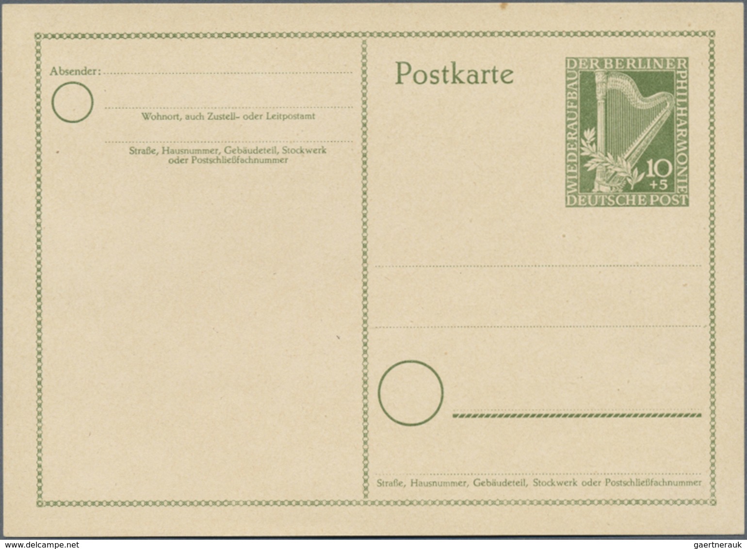 GA Berlin - Ganzsachen: 1951. Set Der Beiden Sonder-Postkarten 10+5 Pf Philharmonie, 1x Mit Zudruck Vs. - Altri & Non Classificati