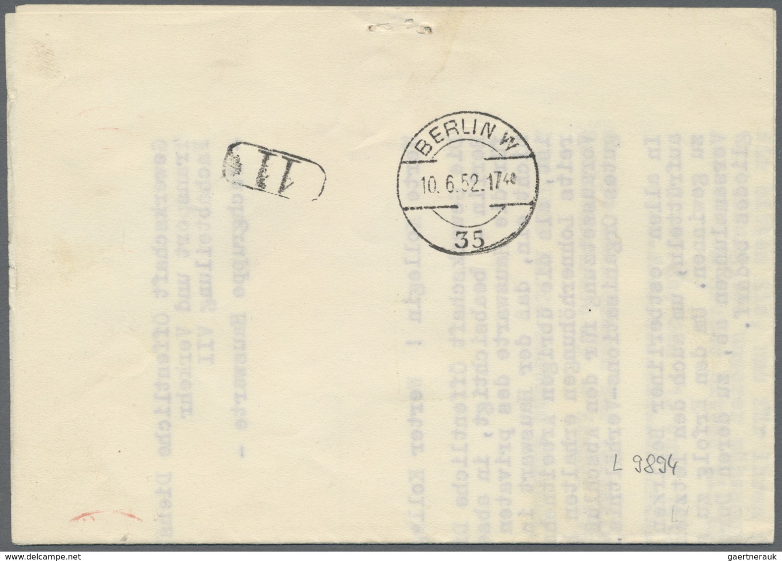 Br Berlin - Postschnelldienst: 1952/1953: Faltbrief Amtsgericht Tiergarten Als Schnelldienst Mit Absend - Briefe U. Dokumente