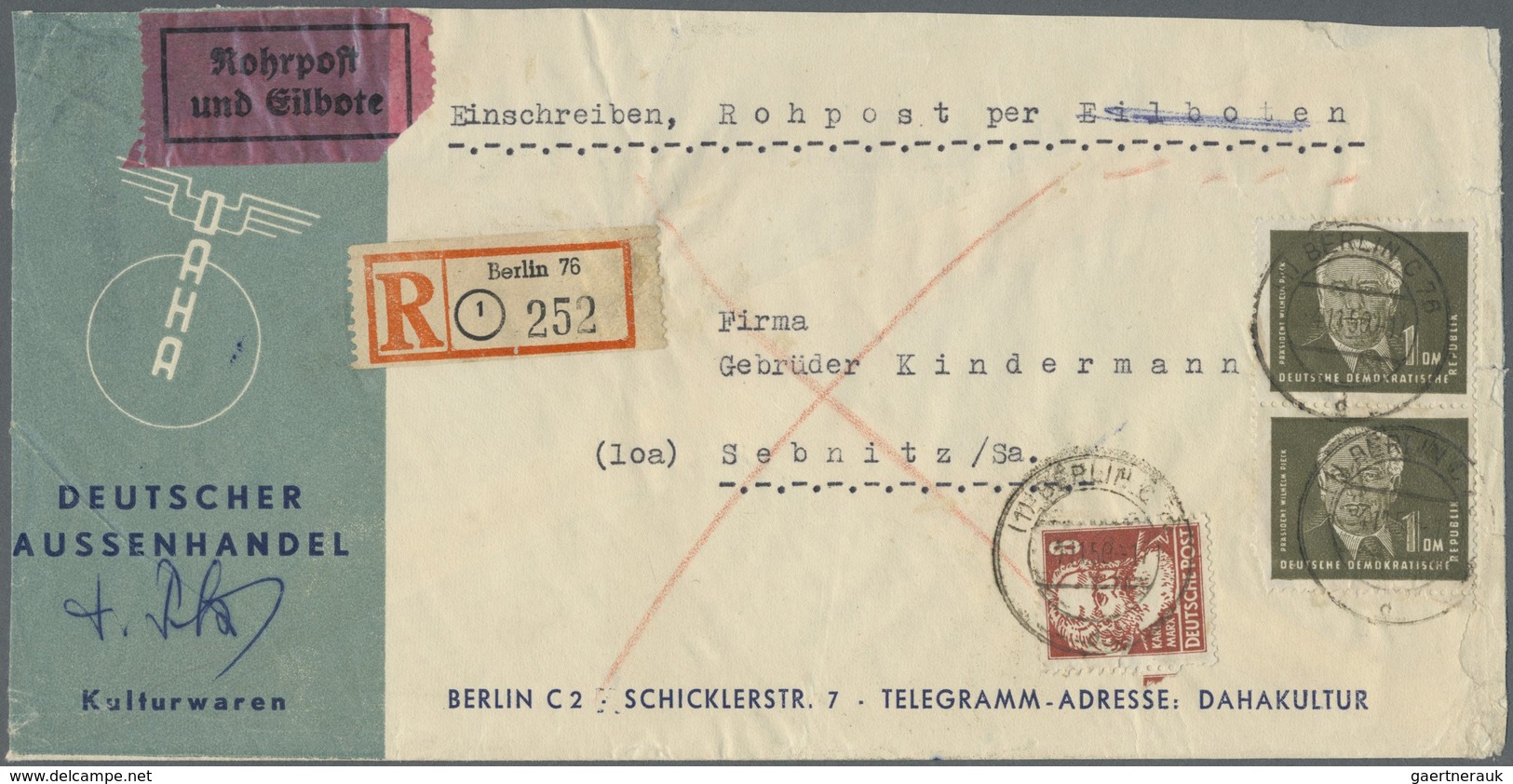 Br Berlin - Besonderheiten: 1950: Firmen-Langumschlag Deutscher Außenhandel Als Fern-Doppelbrief, Einsc - Sonstige & Ohne Zuordnung