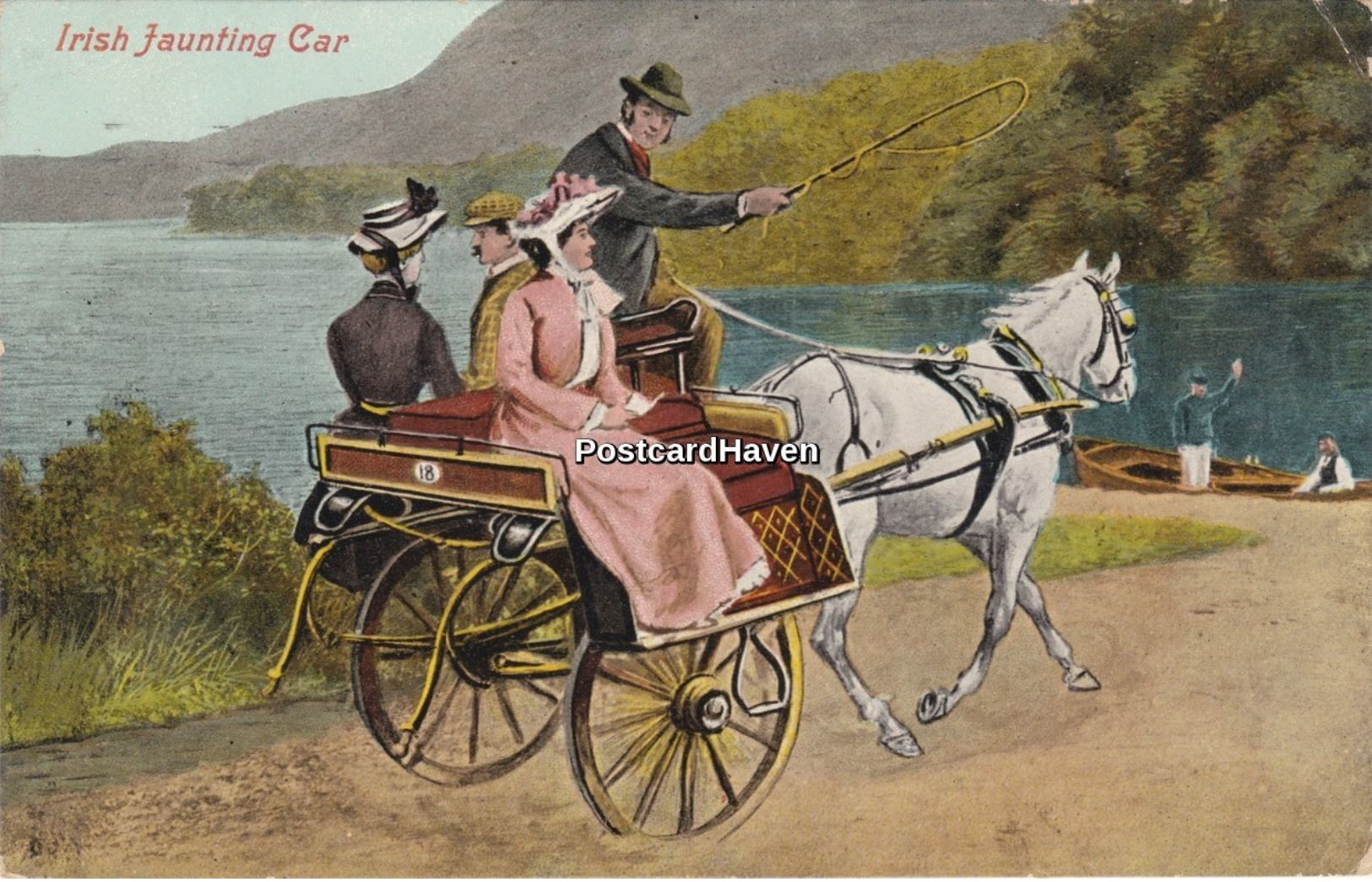 Vintage Postcard;  Irish Jaunting Car - Humour